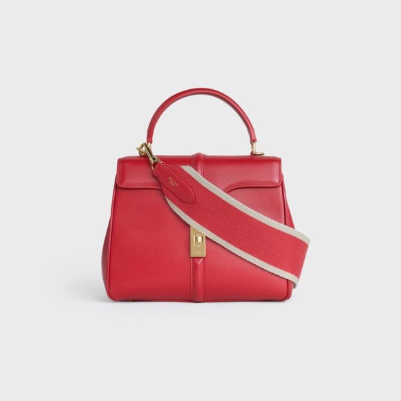 NEW Celine Short Bag Strap in Calfskin Red / Natural - Picture 2 of 7